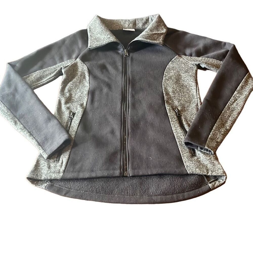 Columbia Black Gray Full Zip Raglan Long Sleeve Fleece‎ Jacket Small Gorpcore - Picture 4 of 8